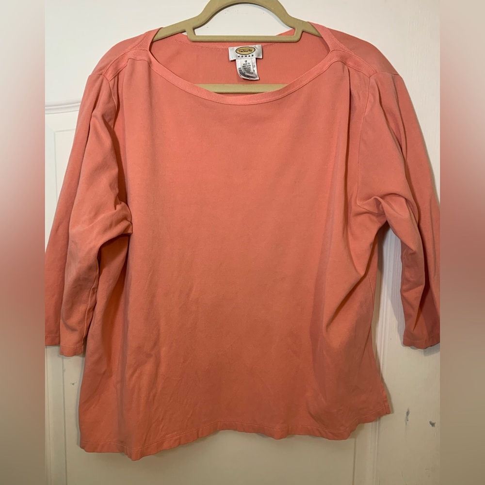 Talbots Women’s 1X Coral Boat Neck 3/4 Sleeve Knit Topy
